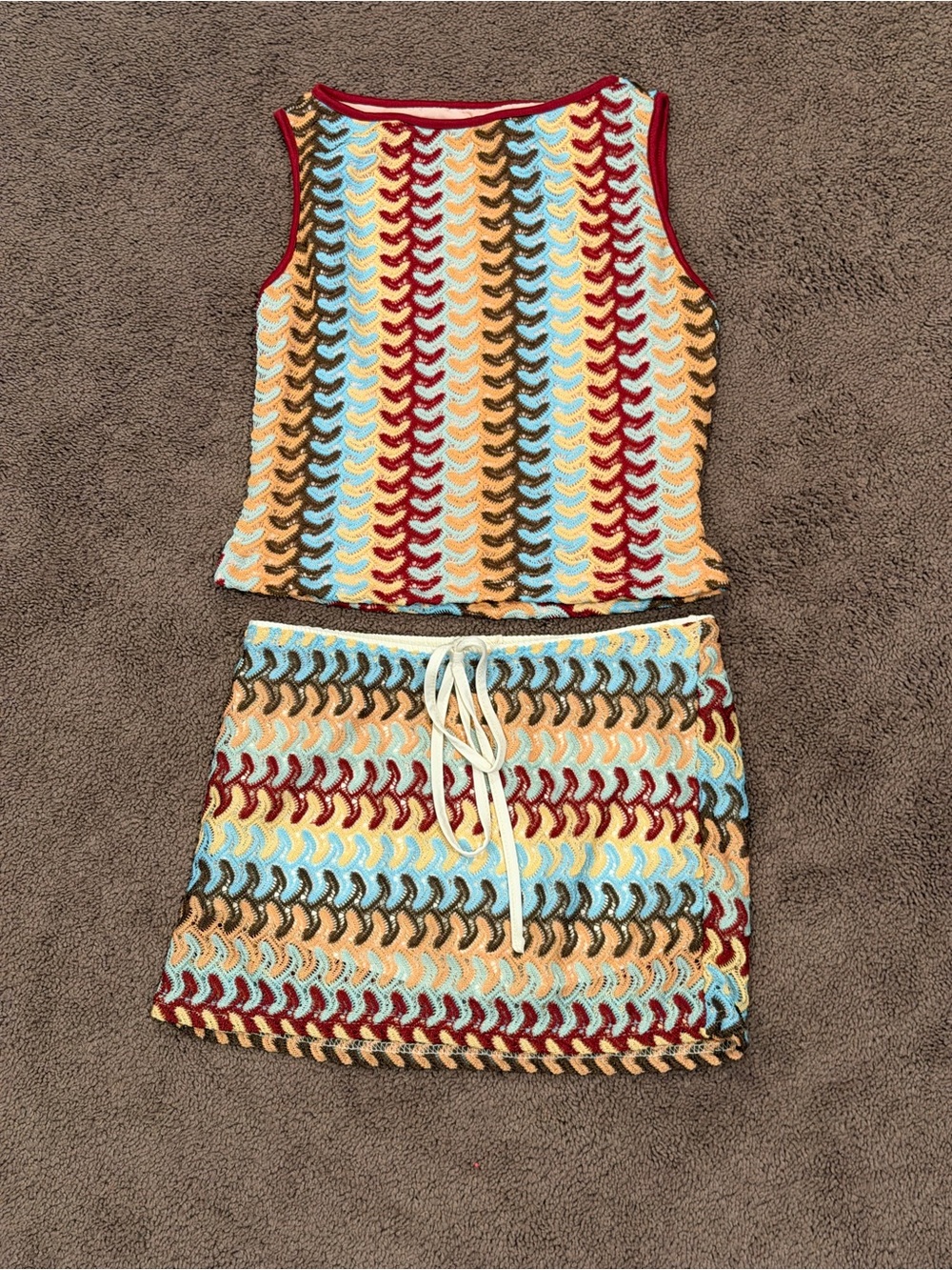 SHEIN Multicolor Crochet Skort Set